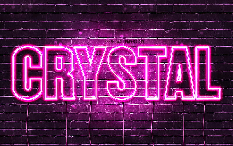 Crystal with names, female names, Crystal name, purple neon lights, horizontal text, with Crystal name, HD wallpaper