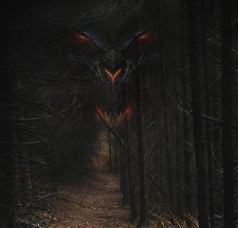 Creepy woods, creepy, demon, forest, haunted, woods, HD wallpaper
