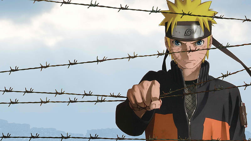 Yellow Hair Naruto Uzumaki Standing Near Chain Link Fence In Sky Background Naruto, HD wallpaper