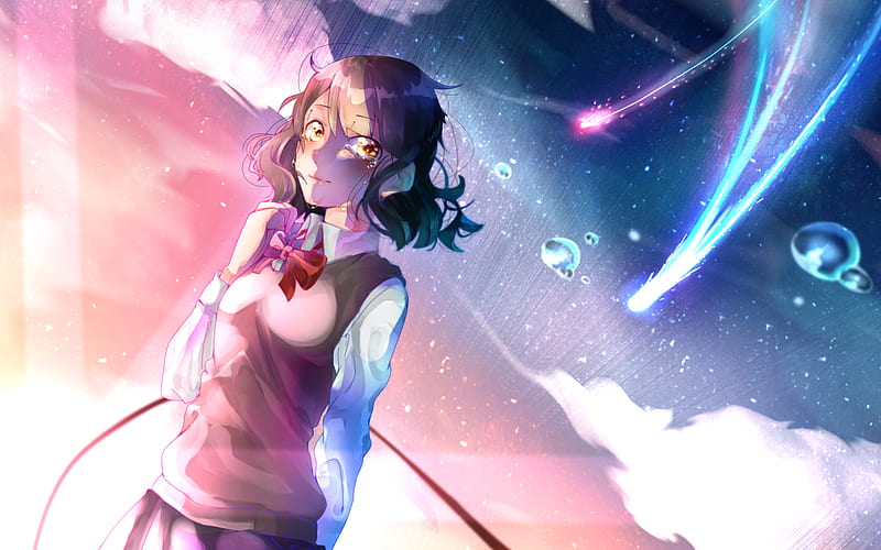 Taki Tachibana Mitsuha Miyamizu Desktop High-definition television 4K  resolution, kimi no nawa, friendship, desktop Wallpaper, mobile Phones png