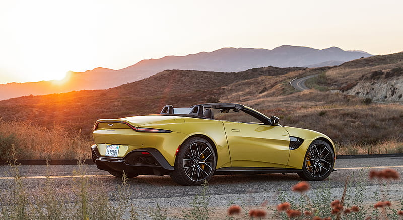 2021 Aston Martin Vantage Roadster (Color: Yellow Tang; US-Spec) - Rear Three-Quarter , car, HD wallpaper 2021 Aston Martin Vantage Roadster (Color: Yellow Tang; US-Spec) - Rear Three-Quarter , car, HD wallpaper