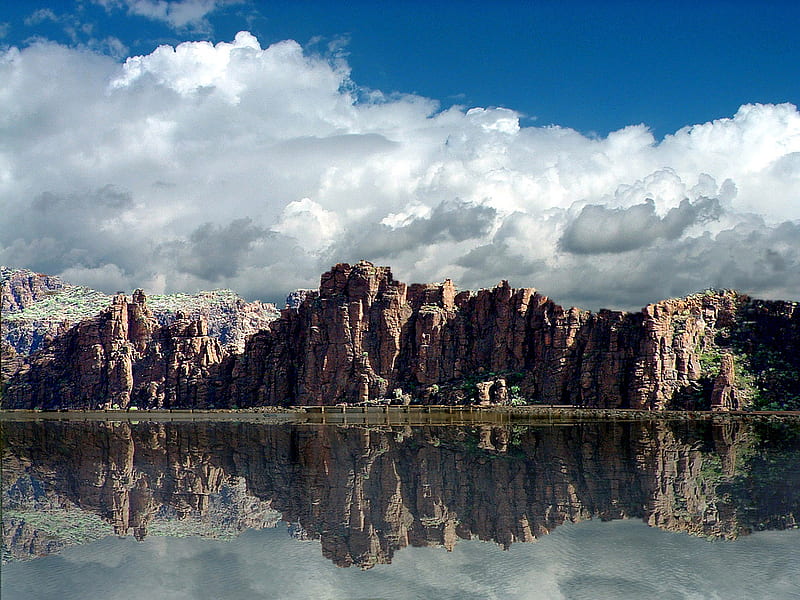 Lost Paradise, rocks, paradise, mountains, lost, bonito, reflection, HD wallpaper