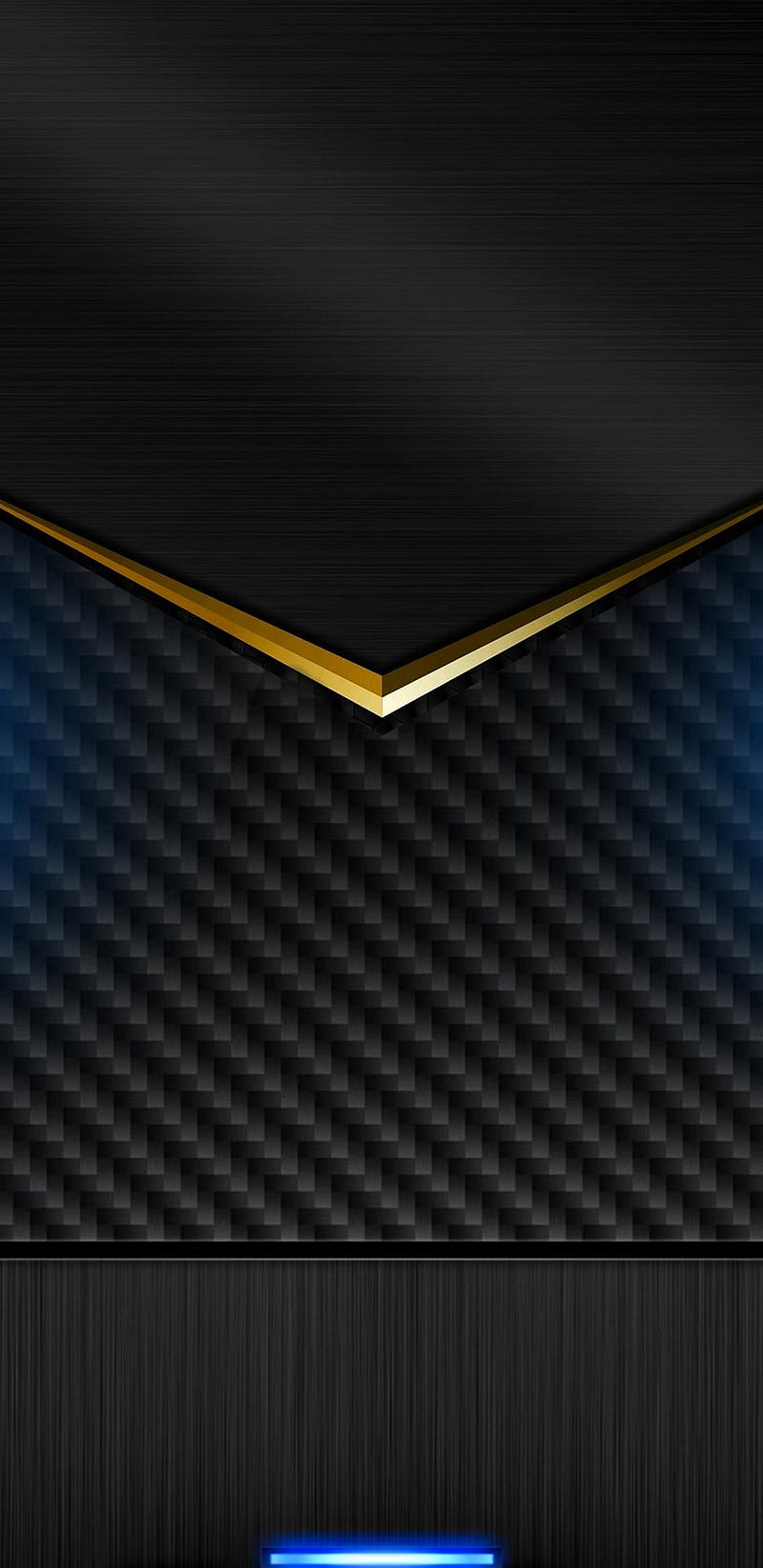 V Gold Carbon Fibre, carbon fibre, gold, black, blue light, edge, blue, carbon, black gold edge, metal, android, HD phone wallpaper