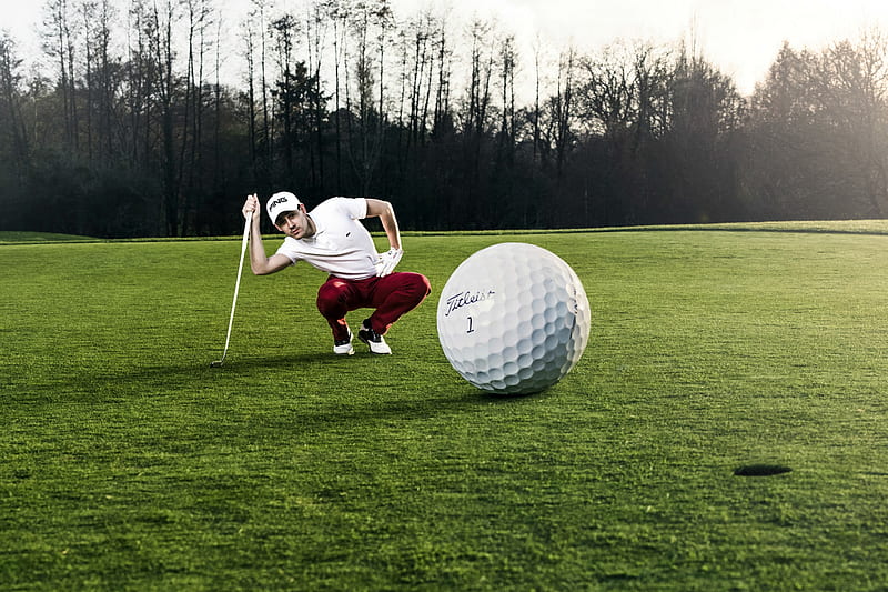 Golfer and Perspective, golf ball, mind teaser, perspective, golfer, HD wallpaper