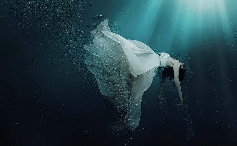 * Under water girl *, under water, water, fantasy, girl, HD wallpaper