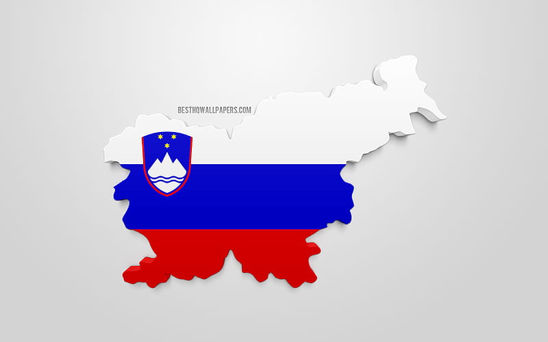 3d flag of Slovenia, map silhouette of Slovenia, 3d art, Slovenia 3d flag, Europe, Slovenia, geography, Slovenia 3d silhouette, HD wallpaper