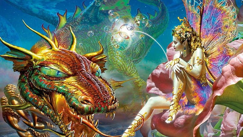 •ღ✿ღ•, color, fantasy, dragon, fantasy girl, HD wallpaper •ღ✿ღ•, color, fantasy, dragon, fantasy girl, HD wallpaper