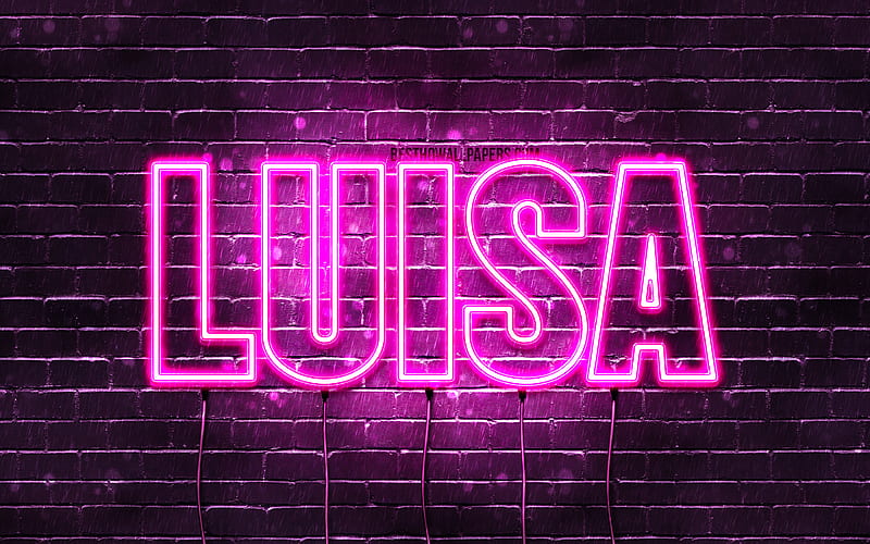 Luisa with names, female names, Luisa name, purple neon lights, Happy Birtay Luisa, popular german female names, with Luisa name, HD wallpaper