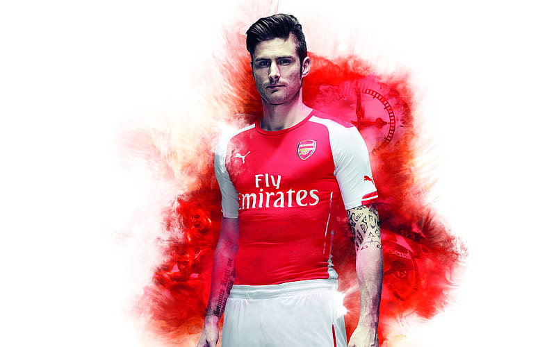 Olivier Giroud art, The Gunners, FC Arsenal, soccer, Premier League, footballers, Arsenal, HD wallpaper