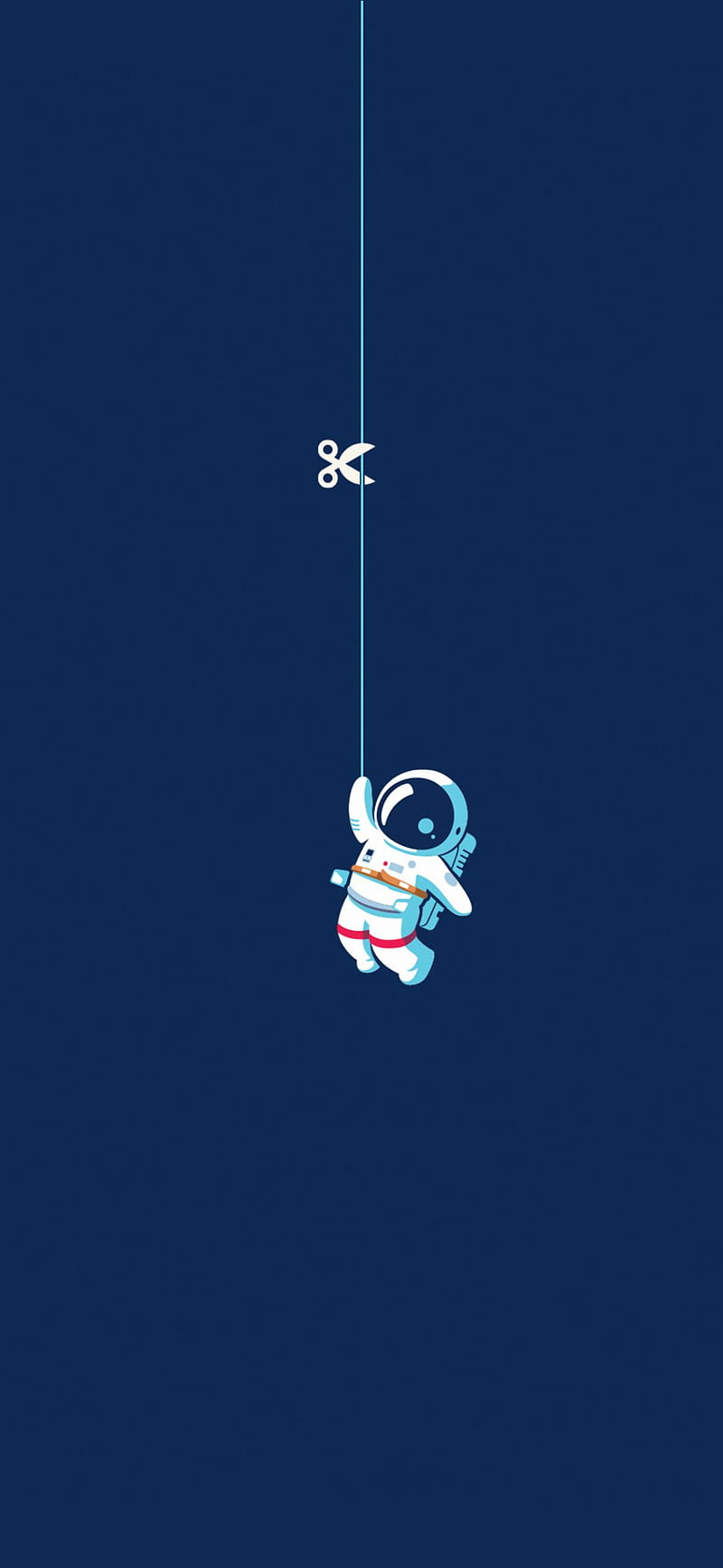 vertical, astronaut, scissors, simple background, blue background, HD phone wallpaper