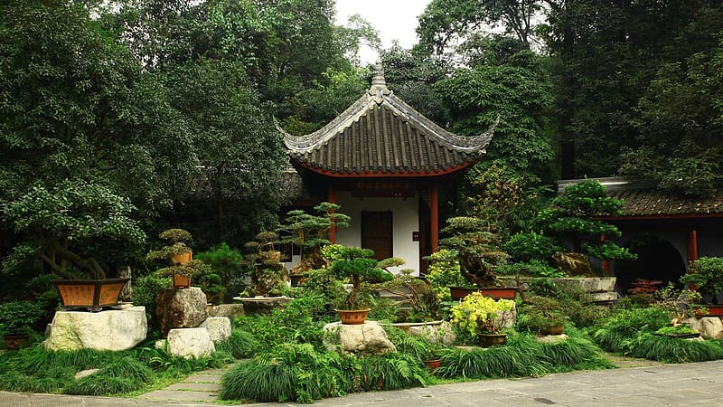 Building, Garden, Oriental, Japanese, Bonsai, , Japanese Garden, Pot Plant, HD wallpaper