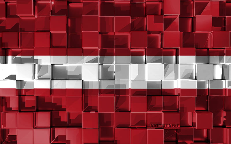 Flag of Latvia, 3d flag, 3d cubes texture, Flags of European countries, Latvia 3d flag, 3d art, Latvia, Europe, 3d texture, HD wallpaper