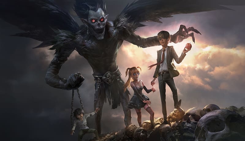 Anime, Death Note, L (Death Note), Light Yagami, Ryuk (Death Note), Misa Amane, HD wallpaper