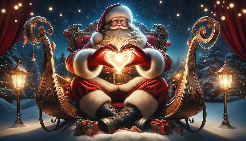 Santa Claus , orom, szanko, december, karacsony, telapo, szeretet, sziv, portre, teli, unnepseg, HD wallpaper