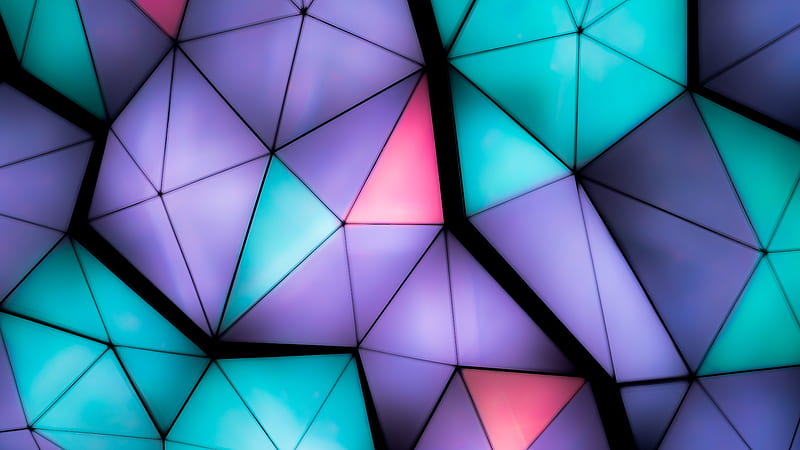 triangles, volume, fragments, colorful, backlight, HD wallpaper