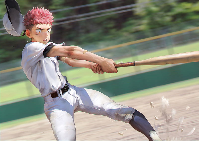Anime, Jujutsu Kaisen, Yuji Itadori , Boy , Pink Hair , Baseball , Baseball Bat, HD wallpaper