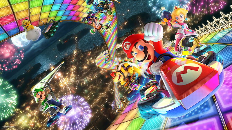 Nintendo Options for Animal Crossing, Kirby and Mario Shared, Mario Kart Rainbow Road, HD wallpaper