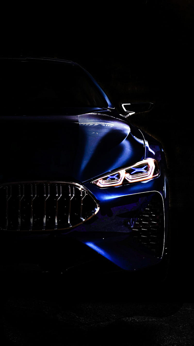 Blue Car , headlights, HD phone wallpaper