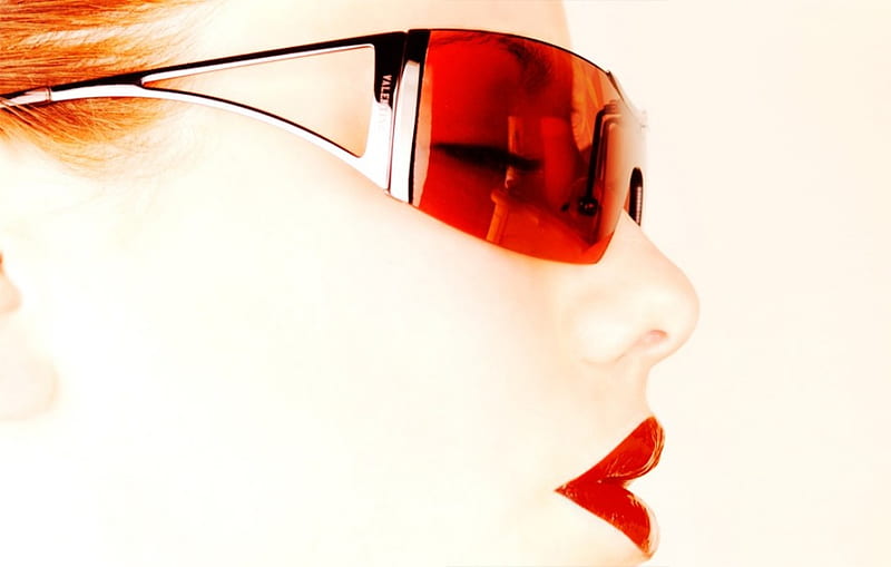 Beautiful Profile, female, profile, model, sun glass, bonito, face, woman, red lips, HD wallpaper