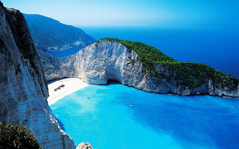 Nature, Water, Sea, Beach, Ocean, , Bay, Coastline, , Greece, Zakynthos, Cove, HD wallpaper