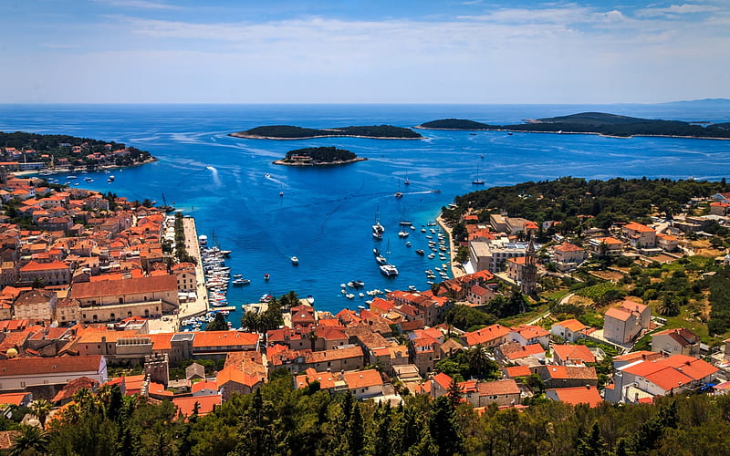 Hvar, Croatia, Island, Adriatic Sea, summer, travel, vacation, HD wallpaper