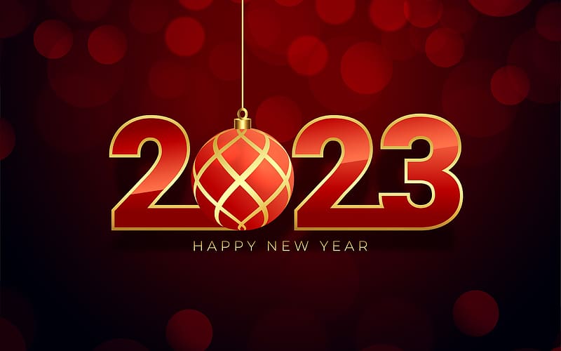Happy New Year!, 2023, card, red, new year, black, HD wallpaper