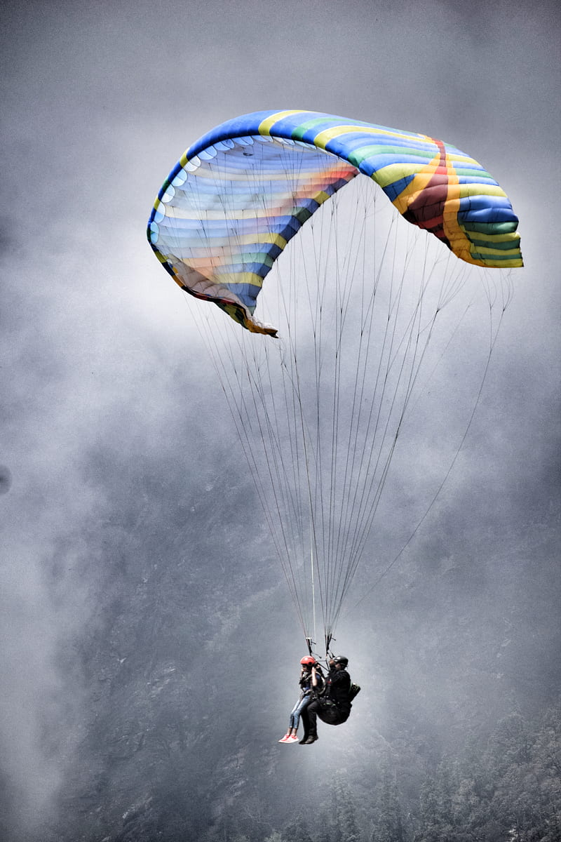 Paragliding, mountains, unknown, HD phone wallpaper