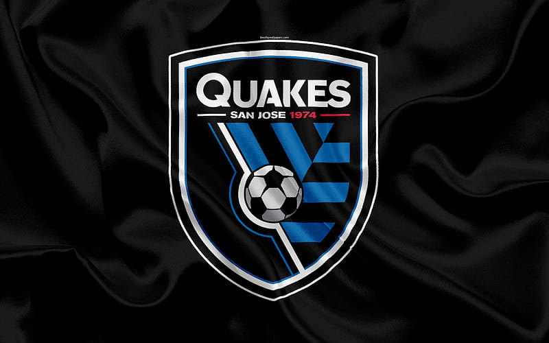 San Jose Earthquakes FC, American Football Club, MLS, Major League Soccer, emblem, logo, silk flag, San Jose, California, USA, football, HD wallpaper