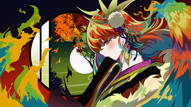 takanashi kiara, hololive, virtual youtuber, polychromatic, kimono, Anime, HD wallpaper