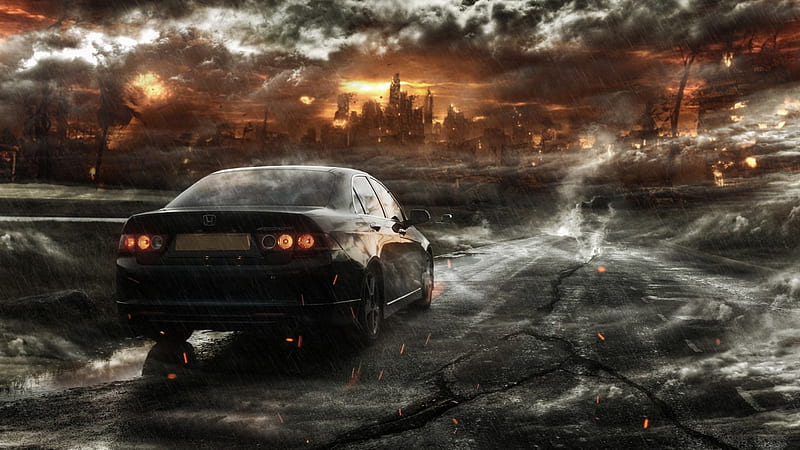 Drift through Apocalyptic City on Car 3D Live Wallpaper - free download