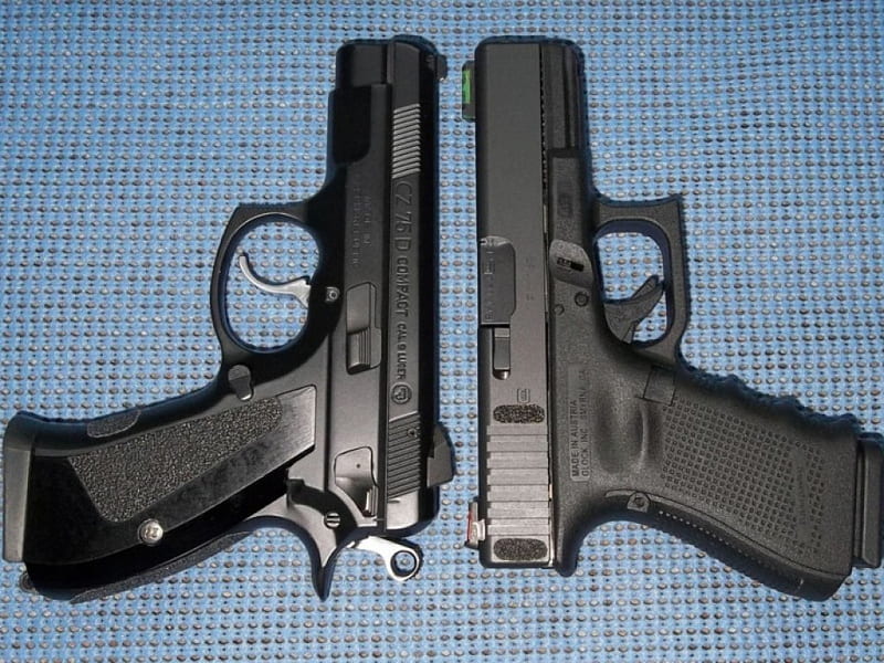 CZ 75 & Glock 19, firearm, thrill, pistol, weapon, HD wallpaper