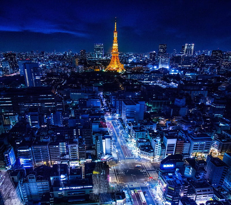 Tokyo, japan, city, japanese, tower, scenery, night, HD wallpaper