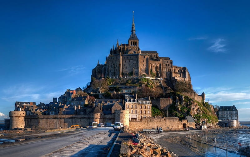 Mont Saint-Michel, architecture, castles, France, landscape, HD wallpaper