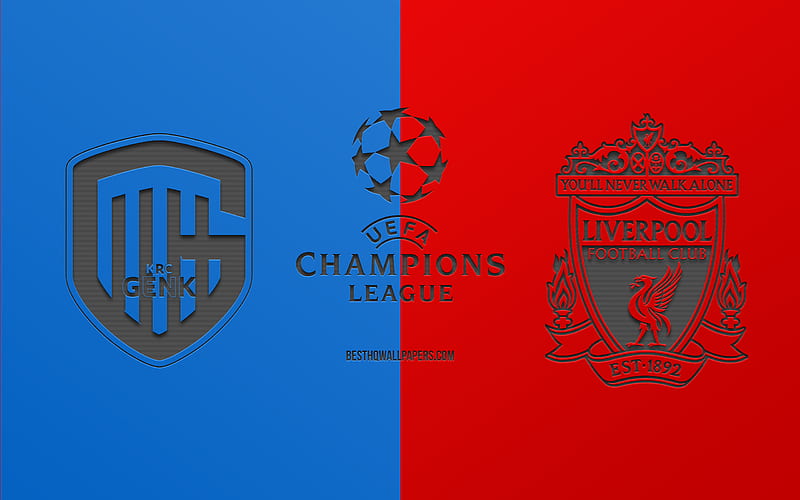 Genk vs Liverpool FC, football match, 2019 Champions League, promo, blue red background, creative art, UEFA Champions League, football, Liverpool FC, KRC Genk, HD wallpaper