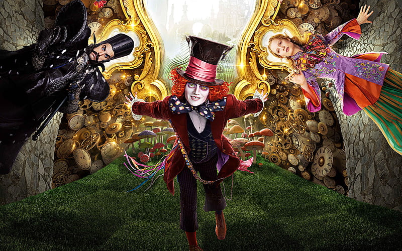 Alice in Wonderland, movies, alice-through-the-looking-glass, 2016-movies, HD wallpaper