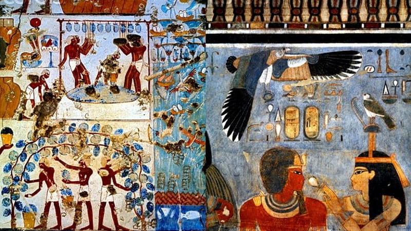 Egyptian Wall Art, Pharoah, Art, Tomb, Egypt, HD wallpaper