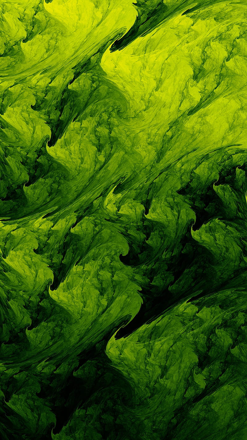 fractal, abstraction, green, shades, structure, HD phone wallpaper