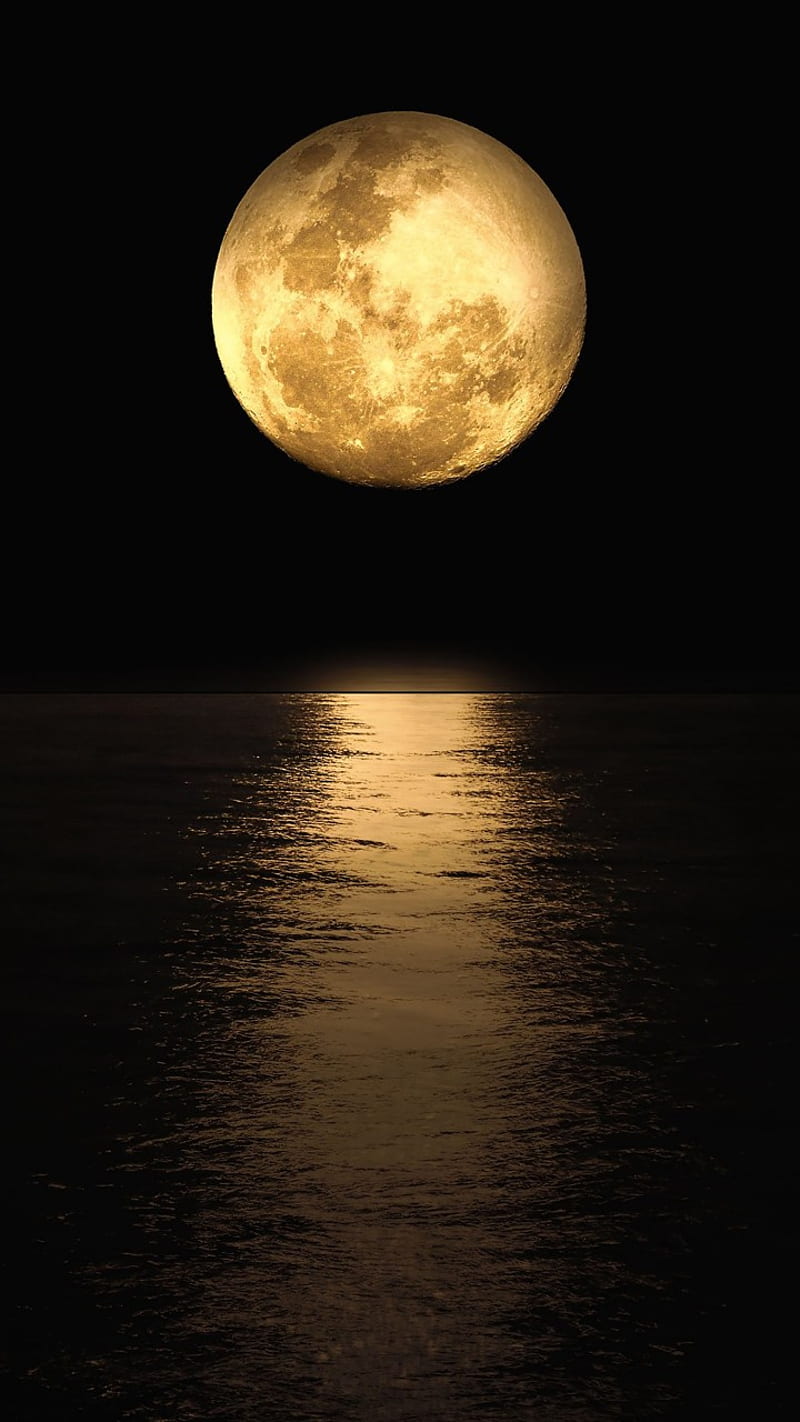 Moonshine on ocean, moon, moonshine, night, ocean, sea, solar, HD phone wallpaper