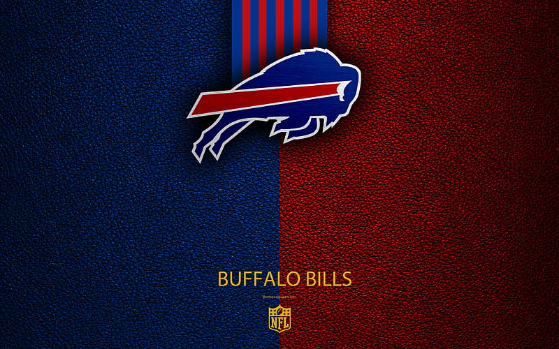 Buffalo Bills American football, logo, emblem, Buffalo, New York, USA, NFL, blue red leather texture, National Football League, Eastern Division, HD wallpaper