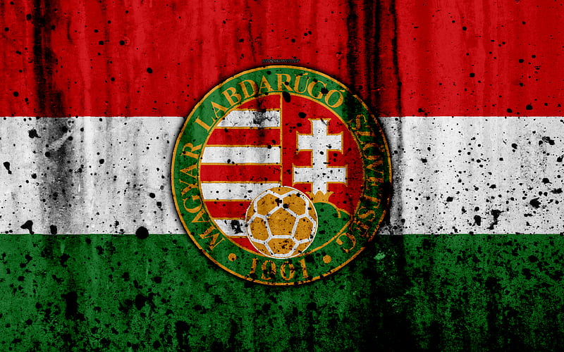 Hungary national football team logo, grunge, Europe, football, stone texture, soccer, Hungary, European national teams, HD wallpaper