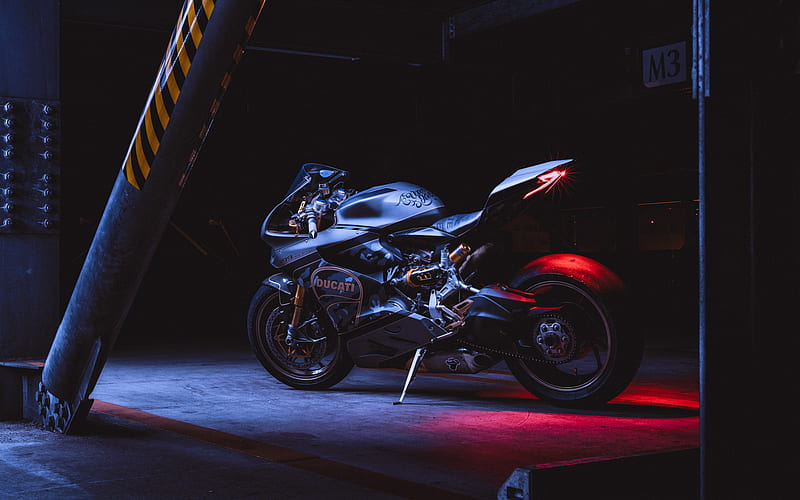 Ducati 1199 Panigale S, side view, 2018 bikes, parking, superbikes, italian motorcycles, night, Ducati, HD wallpaper