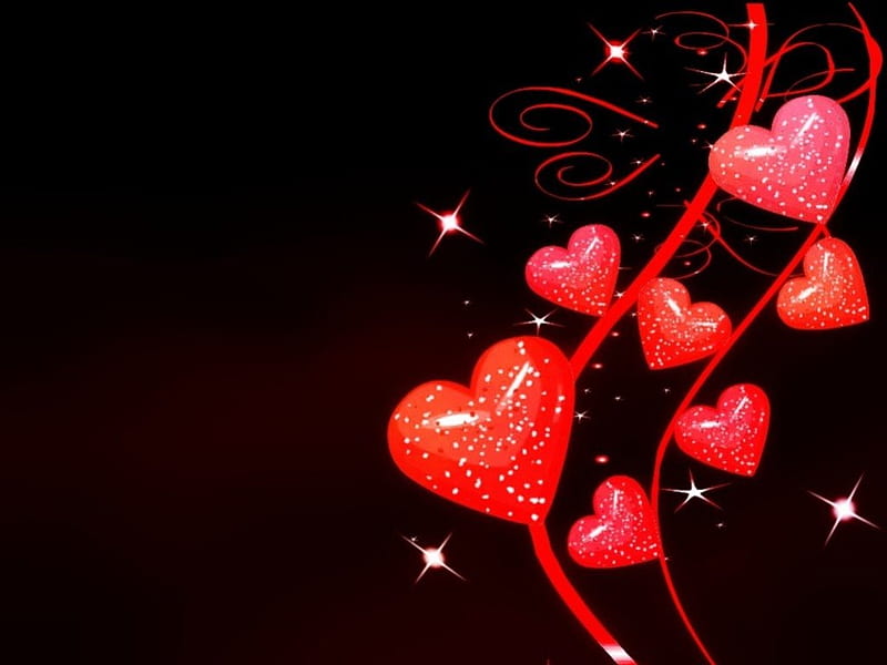 Night Hearts, Hearts Above, Lovehearts, Sweethearts, Heartscape, HD wallpaper