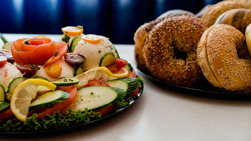 Food, Salad, Bagel, HD wallpaper