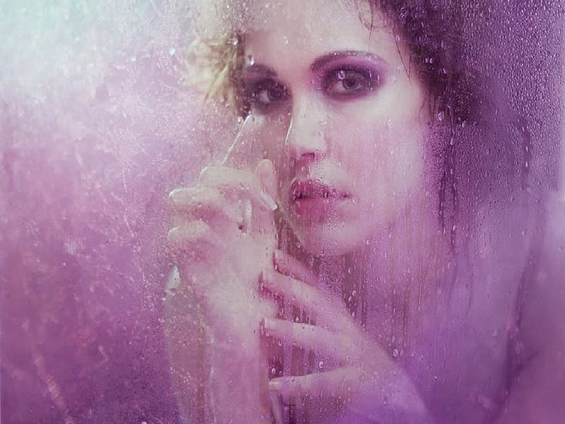 Purple Rain, purple, makeup, ice, beauty, rain, pink, women, HD wallpaper