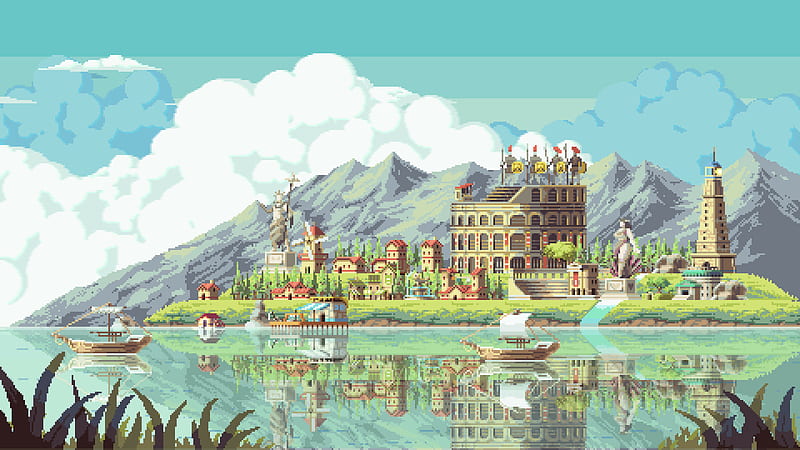 LakeSide Pixel Art, HD wallpaper
