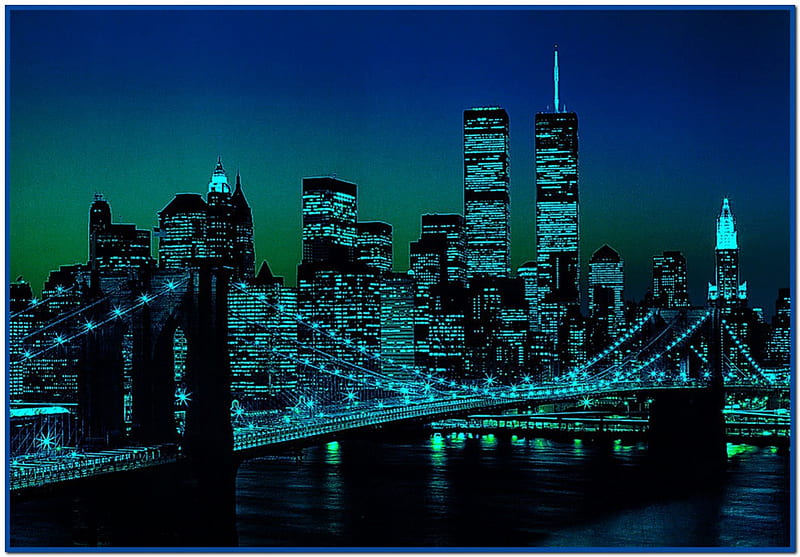 Remembrance, New York, twin towers, skyline, night, HD wallpaper