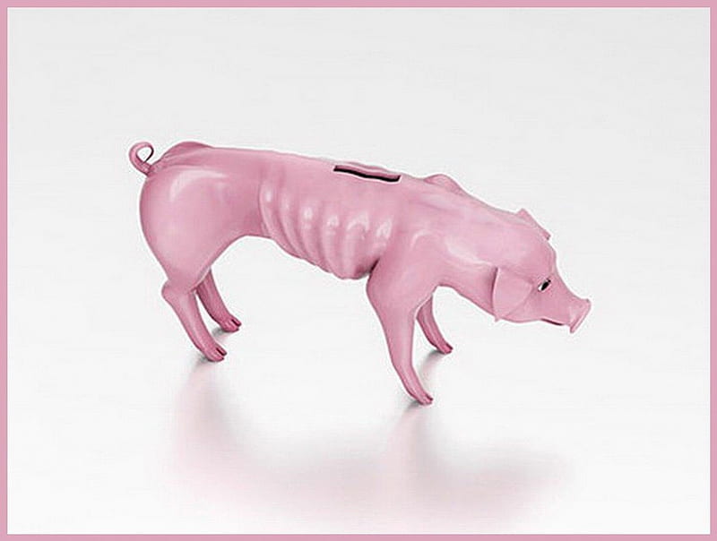 My piggy bank, piggy bank, skinny, ribs, pink, HD wallpaper