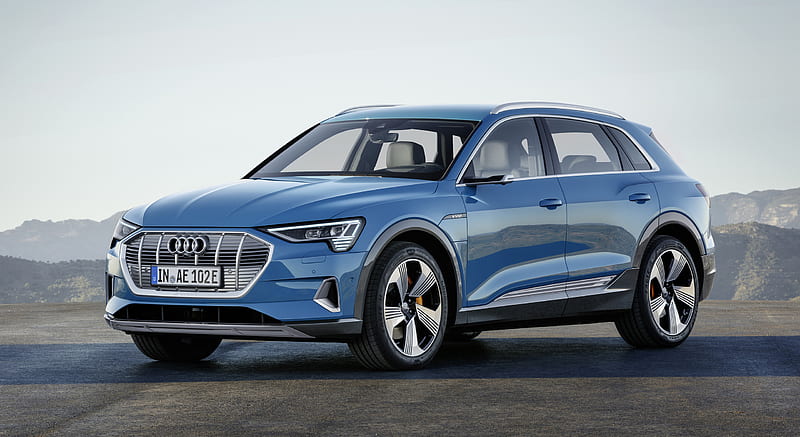 2019 Audi e-tron Electric SUV (Color: Antigua Blue) - Front Three-Quarter , car, HD wallpaper