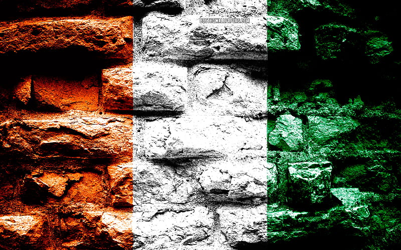 Cote d Ivoire flag, grunge brick texture, Flag of Cote d Ivoire, flag on brick wall, Cote d Ivoire, flags of Africa countries, HD wallpaper