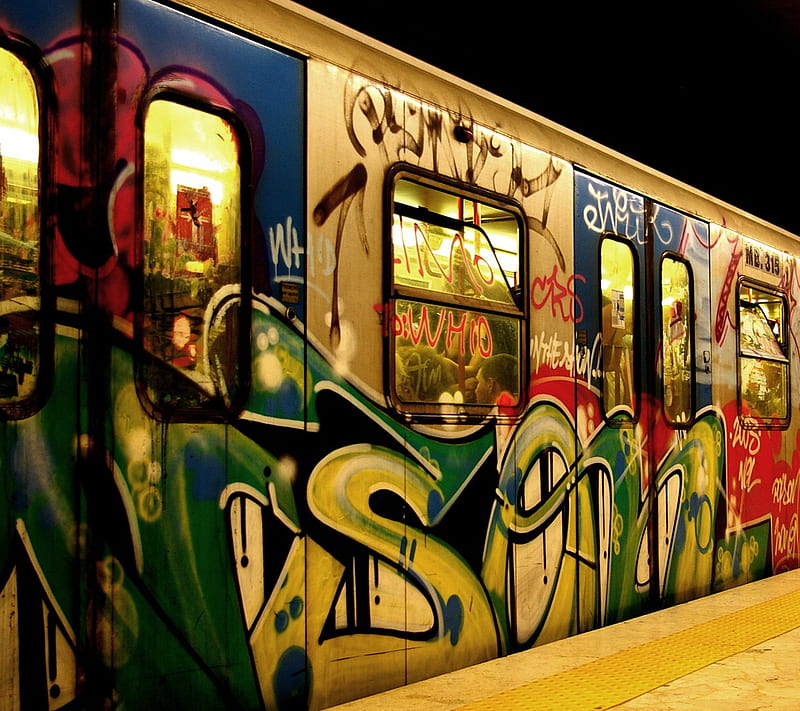 New Graffiti, 2014, cool, graffiti, new, subway, train, HD wallpaper